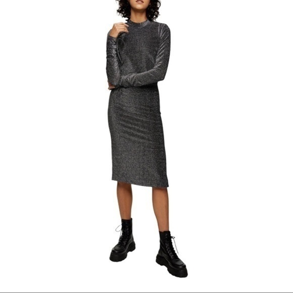 Topshop glitter open back cocktail mid dress NWOT - Picture 2 of 11